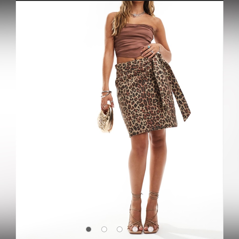 Never Fully Dressed Jaspre denim mini skirt in leopard NWT